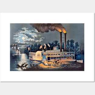 Steamboat Wooding Up on the Mississippi 1863 Frances Flora Bond Palmer Posters and Art